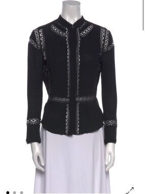 IRO Black Lace-Trim Knit Jacket